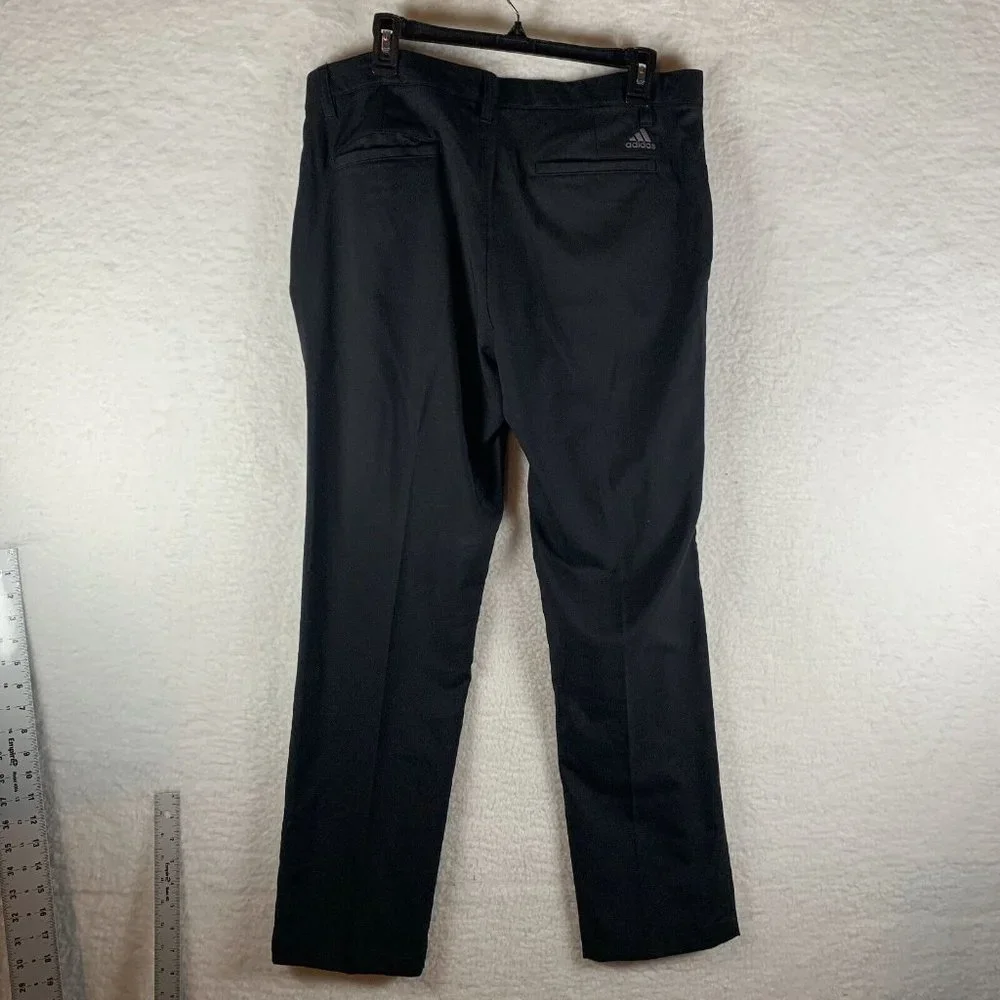 Adidas Pants Mens 34 x 30 Black Straight-Leg Slash Pockets Mid-Rise Classic 6767